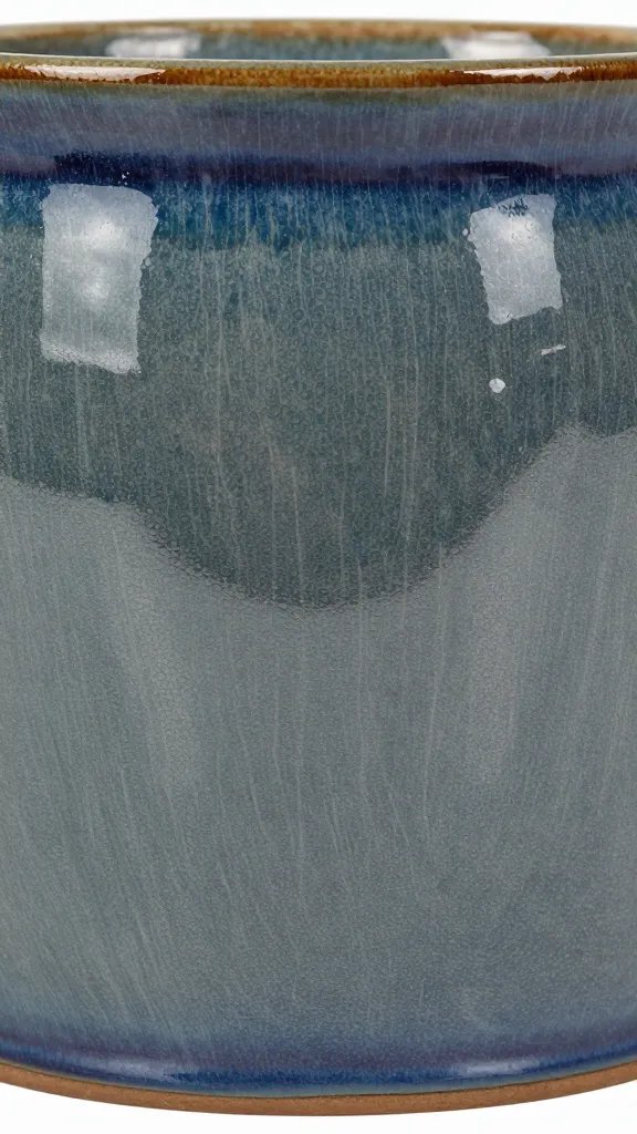 condensation-free glazed pot wall, glossy reflection closeup