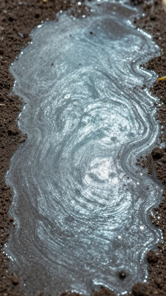 soil surface under glass showing heat shimmer, closeup