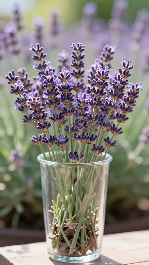 Portrait of lavender container with sunlit background