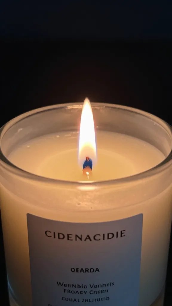 Closeup of a lit citronella candle against night air