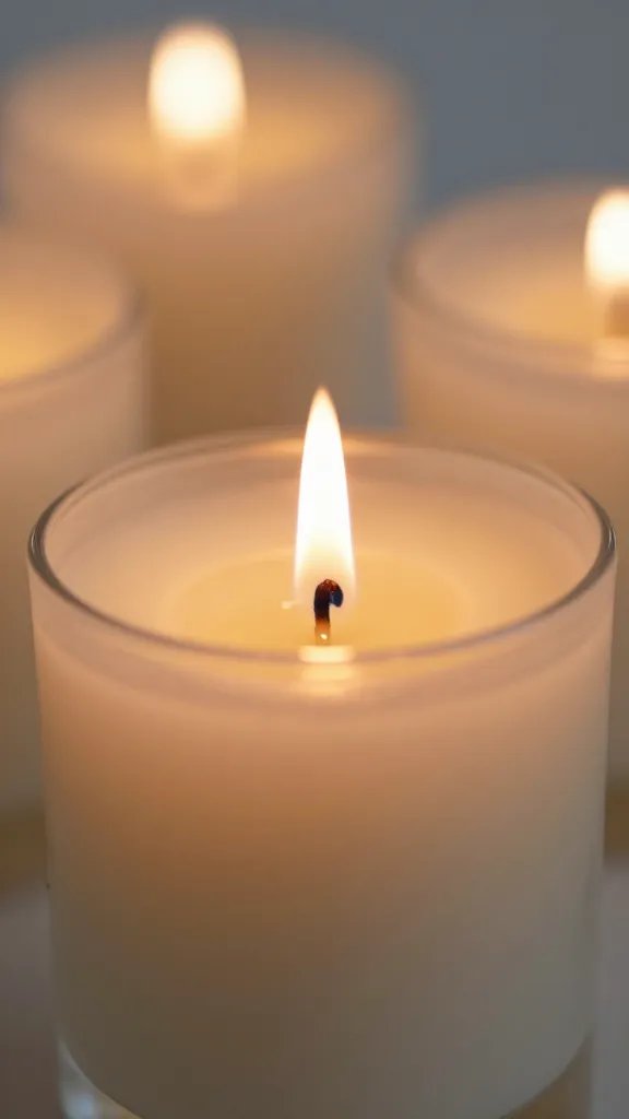 Closeup of citronella candle flame with soft bokeh