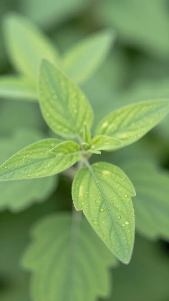 macro shot of catnip leaves with soft background blur