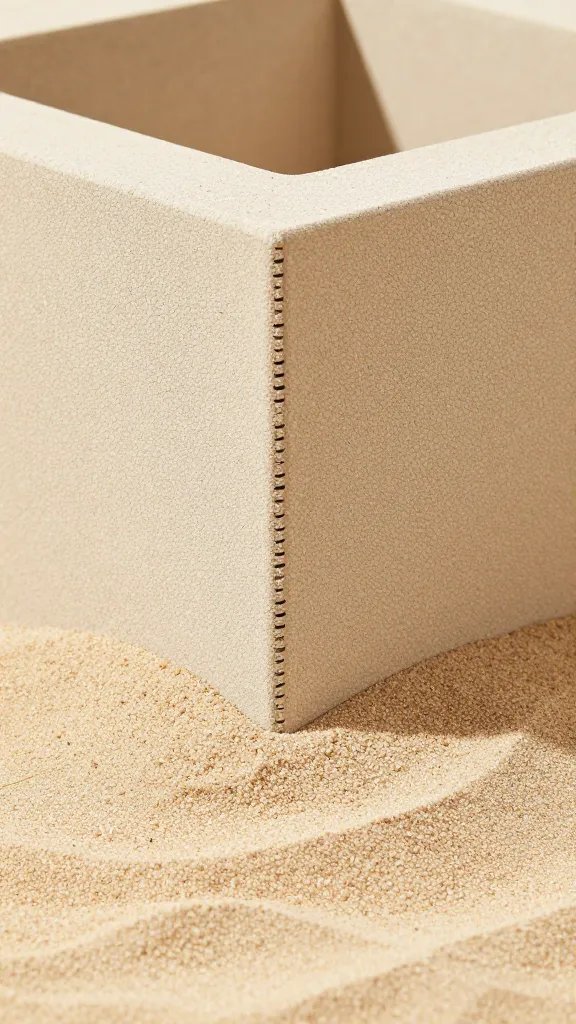 Closeup of sandy planter base with airflow gap
