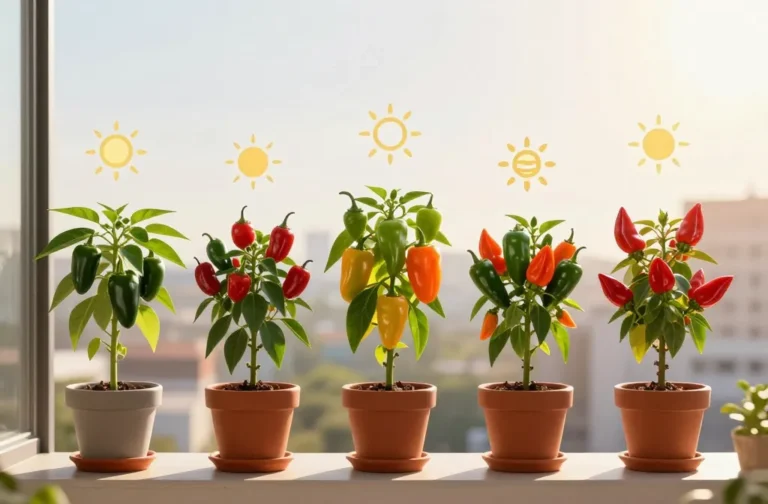 A wall of hot pepper plants ranked by sun-love and yield