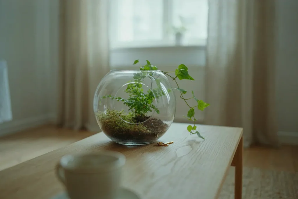 open terrarium plants