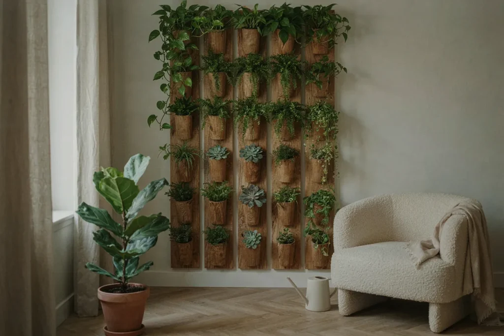 Wooden vertical garden structure