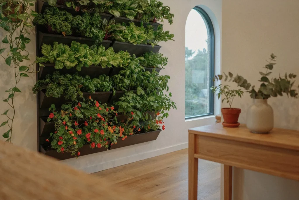 DIY vertical vegetable garden installation