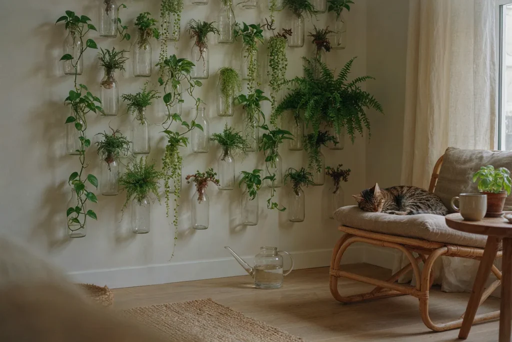 DIY bottle garden with manual watering