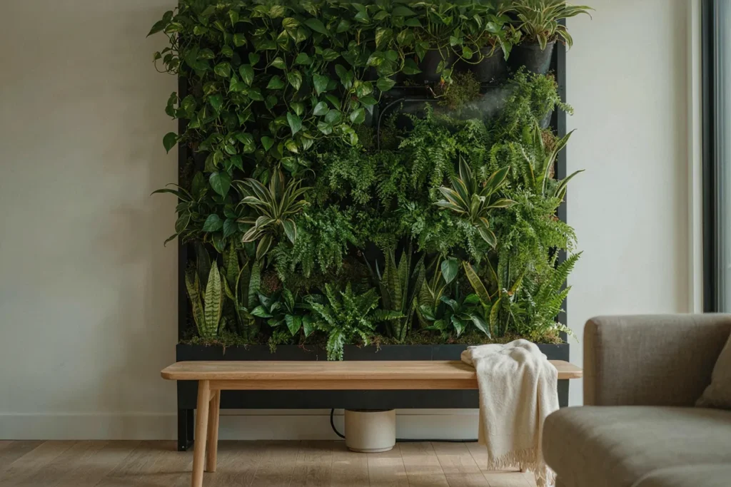 Standing vertical garden with irrigation system