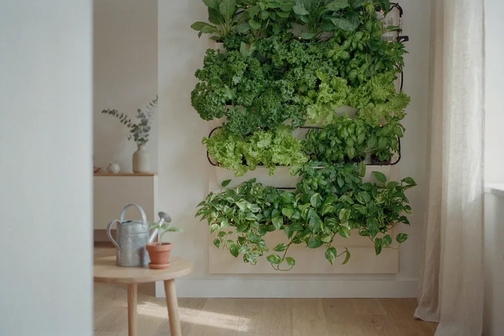 Vertical garden kit with irrigation components