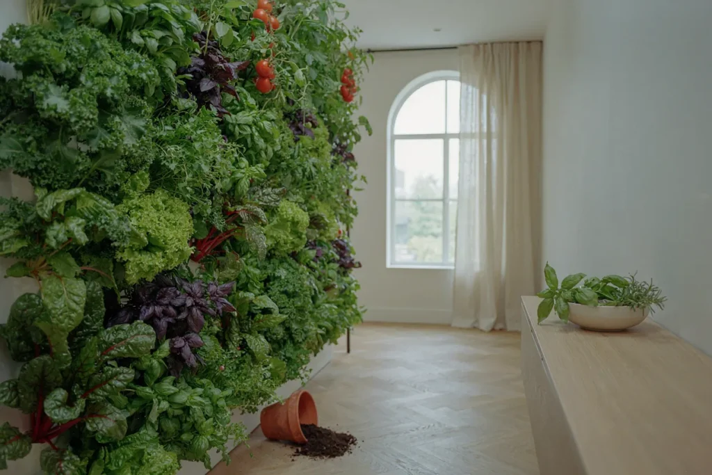 Vertical garden with edible plants