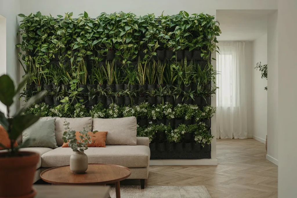 Innovative vertical garden in urban setting