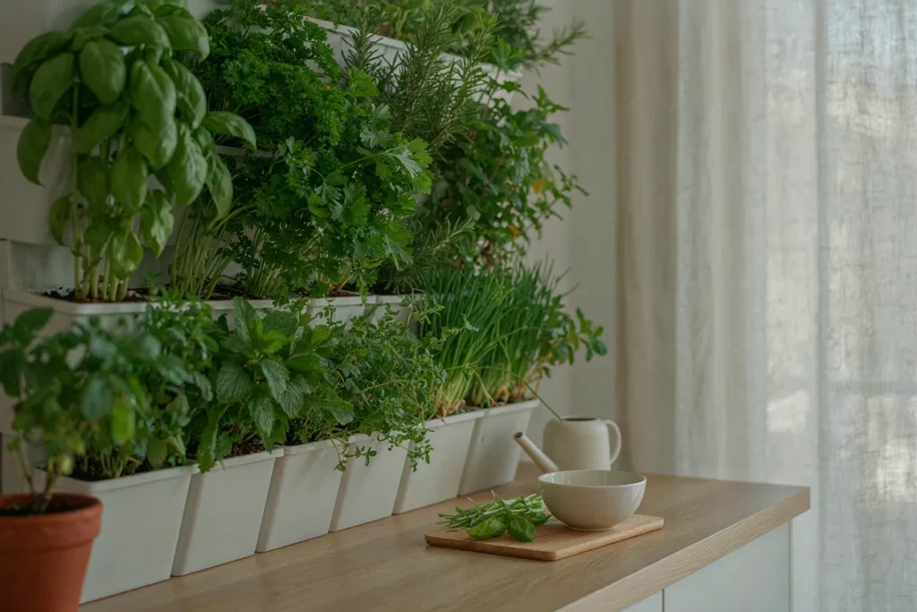 Space-efficient vertical herb garden